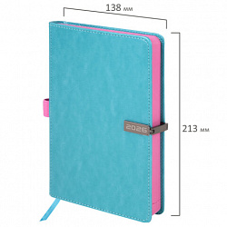 Ежедневник датированный 2026 А5 138x213 мм, BRAUBERG "Inspiration", под кожу, цветной срез, бирюза, 117476