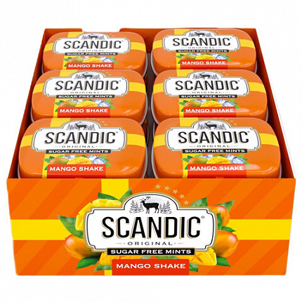Драже освежающие SCANDIC без сахара со вкусом "Манго", 14 г, 4603766426075