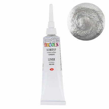 Контур акриловый универсальный "Декола", туба 18 мл, серебряный, Невская Палитра, 13603966