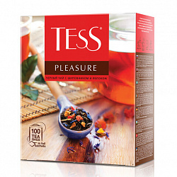 Чай TESS "Pleasure" черный с шиповником, яблоком, лимонным сорго, 100 пакетиков в конвертах по 1,5 г, 0919-09