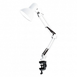 Настольная лампа-светильник SONNEN TL-006, струбцина, 40 Вт, Е27, белый, высота 50 см, 237649