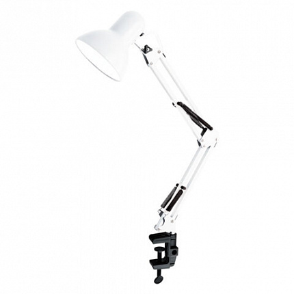 Настольная лампа-светильник SONNEN TL-006, струбцина, 40 Вт, Е27, белый, высота 50 см, 237649