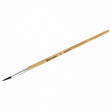 Кисть BRAUBERG, белка, круглая, №3, 200180