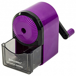 Точилка механическая BRAUBERG ULTRA для чернографитных и цветных карандашей, крепление к столу, цвет корпуса сиреневый с черным, 271341