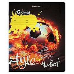 Тетрадь 12 л. BRAUBERG косая линия, обложка картон, ФУТБОЛ, 107290