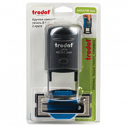 Печать самонаборная 2 круга, оттиск D=45, синий TRODAT4645 R2, крышка, КАССА В КОМПЛЕКТЕ, 180364