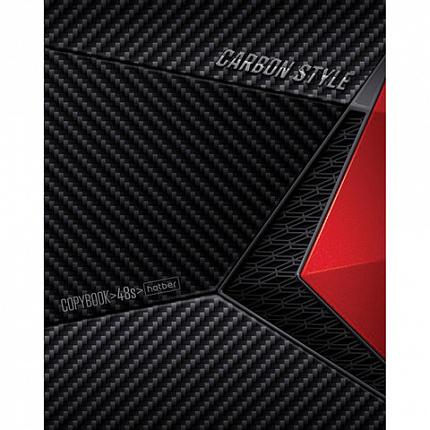 Тетрадь А5, 48 л., HATBER, скоба, клетка, выборочный лак, "CarbonStylee" (микс в спайке), 068127, 48Т5вмВ1