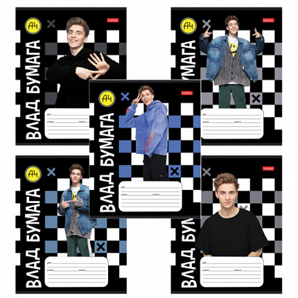 Тетрадь 18 л., HATBER клетка, обложка картон, "Влад А4" (микс в спайке), 082404, 18Т5В1