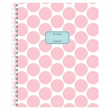 Тетрадь обложка пластик, А5 48л. гребень, клетка, HATBER, Горохи (микс в спайке), 092, 48Т5В1гр