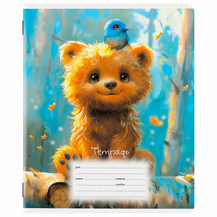 Тетрадь 12 л. ЮНЛАНДИЯ, клетка, обложка картон, МИШКИ, 107275