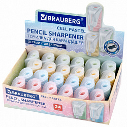 Точилка с контейнером BRAUBERG "CELL PASTEL", пастельные цвета ассорти, 272503