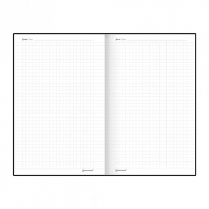 Блокнот А5 138x213 мм, BRAUBERG "Tissage", под кожу, 80 л., резинка, клетка, черный, 116601