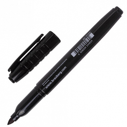 Маркер перманентный BRAUBERG, ЧЕРНЫЙ, круглый наконечник, 1,5-3 мм, 151629