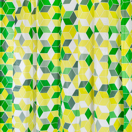 Шторка для ванной PEVA, 180х200 см, кольца в комплекте, дизайн ассорти, ФИГУРЫ, PRIMILA (ПРИМИЛА), 700075