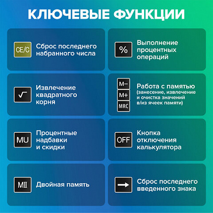 Калькулятор настольный BRAUBERG EXTRA COLOR-12-BKLG (206x155 мм), 12 разрядов, двойное питание, ЧЕРНО-САЛАТОВЫЙ, 250477