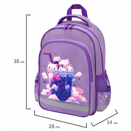 Рюкзак ПИФАГОР SCHOOL, 1 отделение, 3 кармана, "Bubble tea", 38x28х14 см, 273164
