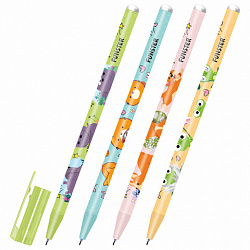 Ручка стираемая гелевая с принтом FUNSTER (ФАНСТЕР) "CUTE ANIMALS", СИНЯЯ, корпус ассорти, игольчатый наконечник 0,5 мм, линия 0,35мм 144410