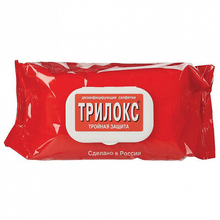 Дезинфицирующие салфетки для обработки любых поверхностей 120 шт., ТРИЛОКС, клапан-крышка, ДСТ-120