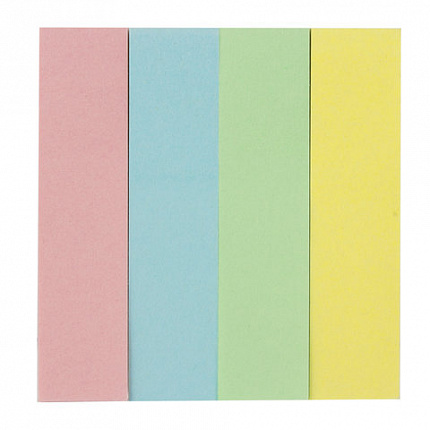 Закладки клейкие пастельные STAFF бумажные, 50х12 мм, 100 штук (4 цвета х 25 листов), европодвес, 127147