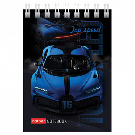 Блокнот МАЛЫЙ ФОРМАТ А7, 60 л., гребень, картон, клетка, HATBER, "АвтоШоу", 066626, 60Б7В1гр