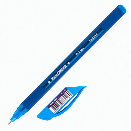 Ручка шариковая масляная ЮНЛАНДИЯ "Трехгранная серия", СИНЯЯ, корпус ассорти, 0,7 мм, линия письма 0,35 мм, 143238