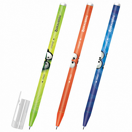 РЕЗЕРВ Ручка стираемая гелевая BRAUBERG CUTE MONSTERS, СИНЯЯ, корпус ассорти, линия 0, 144484