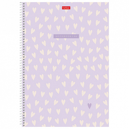 Тетрадь А4 96л. HATBER спираль, линия, тиснение, LOVE IS....(микс в спайке), 093597, 96Т4тВ2сп