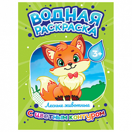 Раскраска водная с цветным контуром, 195х276 мм, 16 стр., АССОРТИ, ПП