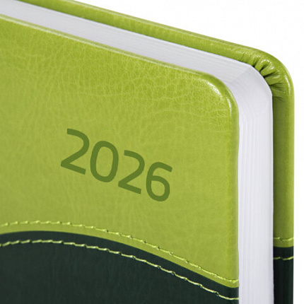 Ежедневник датированный 2026 А5 138x213 мм, BRAUBERG "Bond", под кожу, зеленый/салатовый, 117043