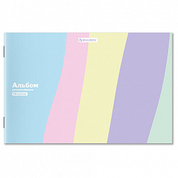 Альбом для рисования А4 40 л., скоба, обложка картон, BRAUBERG, 203х288 мм, кросс-серия PASTEL, 107362
