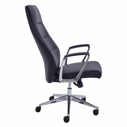 Кресло BRABIX PREMIUM "Adept EX-752", синхромеханизм, алюминий, экокожа, черное, 532930