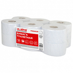 Бумага туалетная 150 м, LAIMA (Система T2) PREMIUM, 2-слойная, белая с ЦВЕТНЫМ ТИСНЕНИЕМ, КОМПЛЕКТ 12 рулонов, 112516