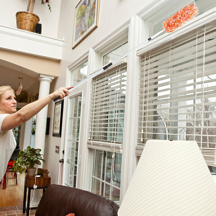 Пипидастр (сметка-метелка) для уборки пыли, метелка 30 см, рукоятка 75-120 см, оранжевый, LAIMA, 603619