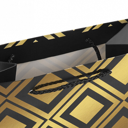 Пакет подарочный (1 штука) 18x10x23 см, ЗОЛОТАЯ СКАЗКА "Gold Luxury", тиснение фольгой, чёрный, 608248