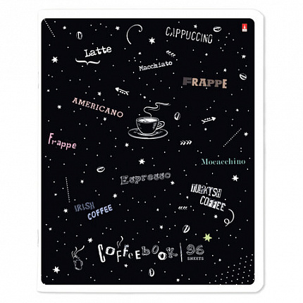 Тетрадь А5 96 л. АЛЬТ скоба, клетка, гибридный лак, "Coffe time" (5 видов), 7-96-1160