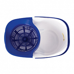 Швабра с отжимом и ведром 18 л / 8 л, центрифуга, отжим педалью, 2 флаундера/насадки круглый и прямоугольный, бело-синий, LAIMA, 603625