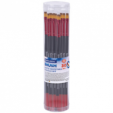 Кисть синтетика, плоская № 6, BRAUBERG PREMIUM, 201015