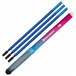 Ручка стираемая гелевая BRAUBERG "Grade", СИНЯЯ, 3 сменных стержня, узел 0,7 мм, линия письма 0,5 мм, 144209