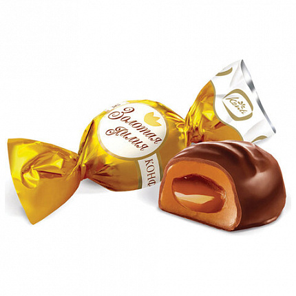 Конфеты шоколадные KONTI "Золотая лилия" на основе тоффи со сгущенным молоком, 1000 г, пакет, 16511