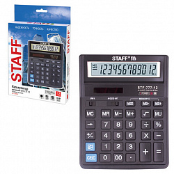 Калькулятор настольный STAFF STF-777, 12 разрядов, двойное питание, 210x165 мм, ЧЕРНЫЙ, 250458