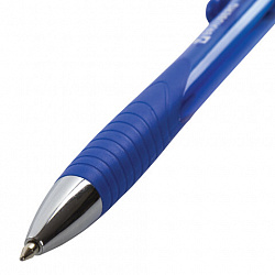 Ручка шариковая автоматическая с грипом BRAUBERG "Harmony Tone", СИНЯЯ, хромированные детали, узел 0,7 мм, линия письма 0,35 мм, 143257