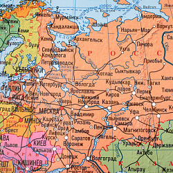 Карта мира политическая 199х134 см, 1:15,5М, с ламинацией, интерактивная, европодвес, BRAUBERG, 112387