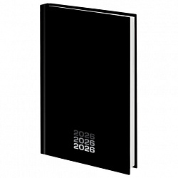 Ежедневник датированный 2026 145х215 мм, А5, STAFF, ламинированная обложка, "Black style", 117325