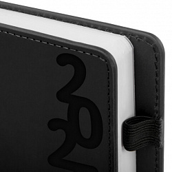 Ежедневник датированный 2026, А5, 150x213 мм, BRAUBERG "Up", под кожу, софт-тач, держатель для ручки, черный, 117116