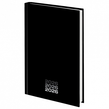 Ежедневник датированный 2026 145х215 мм, А5, STAFF, ламинированная обложка, "Black style", 117325