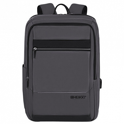 Рюкзак HEIKKI ELECT (ХЕЙКИ) универсальный, отделение для ноутбука, USB-порт, серый, 44х30х16 см, 273863