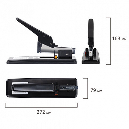 Степлер МОЩНЫЙ № 24/6-23/15 металлический STAFF "HEAVY DUTY ECO", до 100 листов, черный, 272736