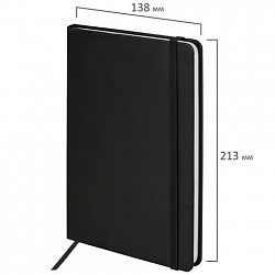 Блокнот А5 138x213 мм, BRAUBERG "Basic", под кожу, 80 л., клетка, черный, 116227