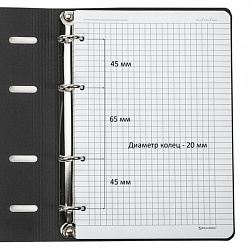 Тетрадь на кольцах А5 (180х220 мм), 80 листов, под кожу, клетка, BRAUBERG VISTA, Pomegranate, 112126