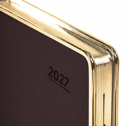 Ежедневник датированный 2027 А5 148х218 мм, GALANT "Infinity Gold", под кожу, темно-коричневый, 118064